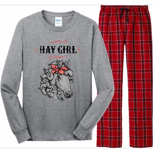 Horse Funny Gift For Girls And Women Horse With Bandana Hay Girl Cool Gift Long Sleeve Pajama Set