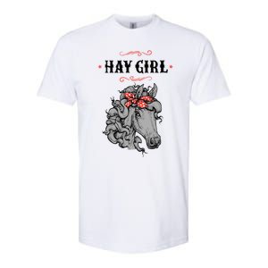 Horse Funny Gift For Girls And Women Horse With Bandana Hay Girl Cool Gift Softstyle CVC T-Shirt