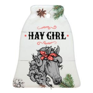 Horse Funny Gift For Girls And Women Horse With Bandana Hay Girl Cool Gift Ceramic Bell Ornament