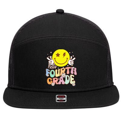 Hello Fourth Grade Funny Smile Face 4th Grade Back To School 7 Panel Mesh Trucker Snapback Hat