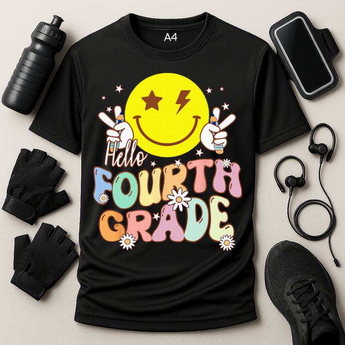 Hello Fourth Grade Funny Smile Face 4th Grade Back To School Performance Shirt