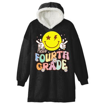 Hello Fourth Grade Funny Smile Face 4th Grade Back To School Hooded Wearable Blanket