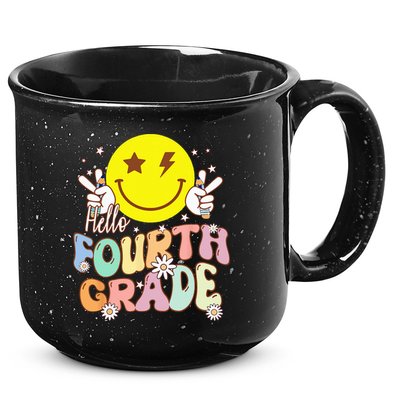 Hello Fourth Grade Funny Smile Face 4th Grade Back To School 15oz Campfire Ceramic Mug