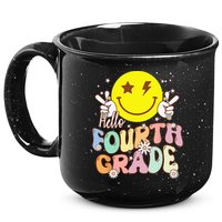 Hello Fourth Grade Funny Smile Face 4th Grade Back To School 15oz Campfire Ceramic Mug