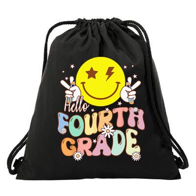 Hello Fourth Grade Funny Smile Face 4th Grade Back To School Drawstring Bag