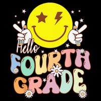 Hello Fourth Grade Funny Smile Face 4th Grade Back To School Drawstring Bag