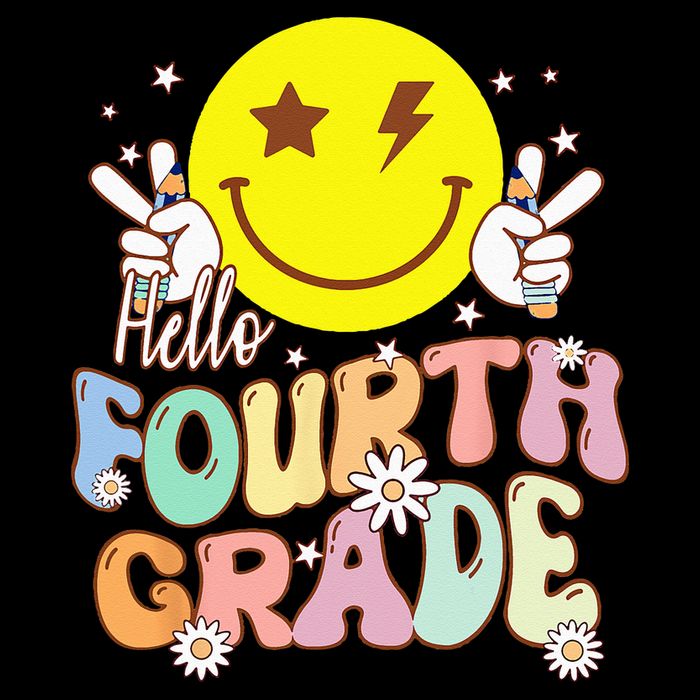 Hello Fourth Grade Funny Smile Face 4th Grade Back To School Drawstring Bag