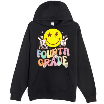 Hello Fourth Grade Funny Smile Face 4th Grade Back To School Premium Pullover Hoodie