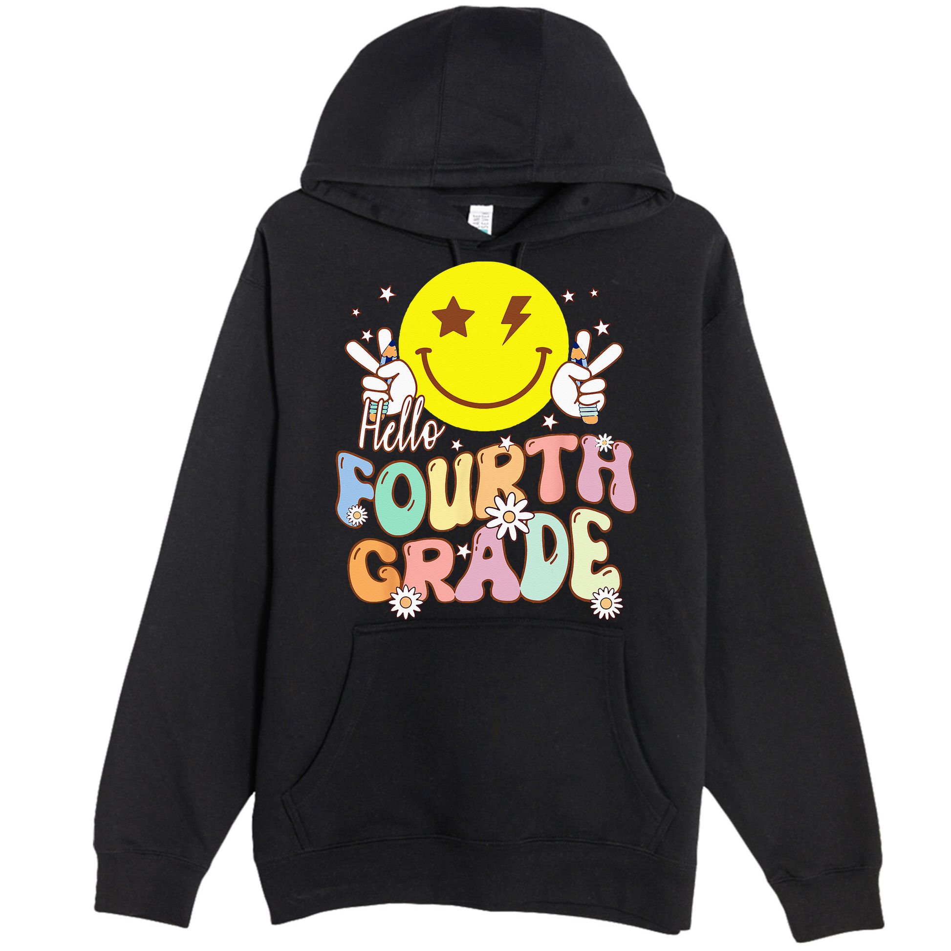 Hello Fourth Grade Funny Smile Face 4th Grade Back To School Premium Pullover Hoodie