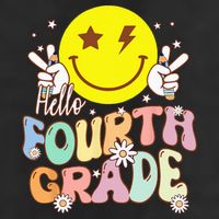 Hello Fourth Grade Funny Smile Face 4th Grade Back To School 25L Jumbo Tote