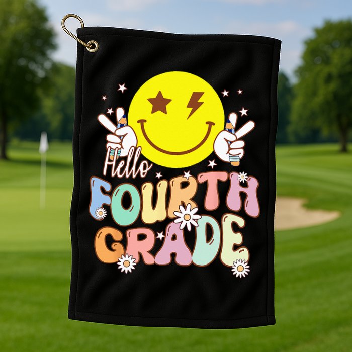 Hello Fourth Grade Funny Smile Face 4th Grade Back To School Golf Towel