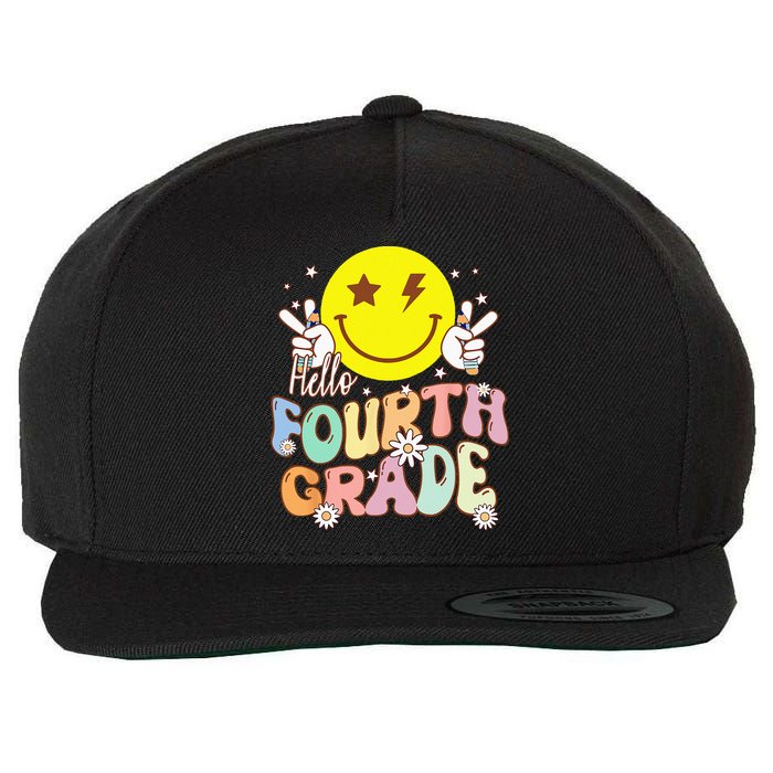 Hello Fourth Grade Funny Smile Face 4th Grade Back To School Wool Snapback Cap