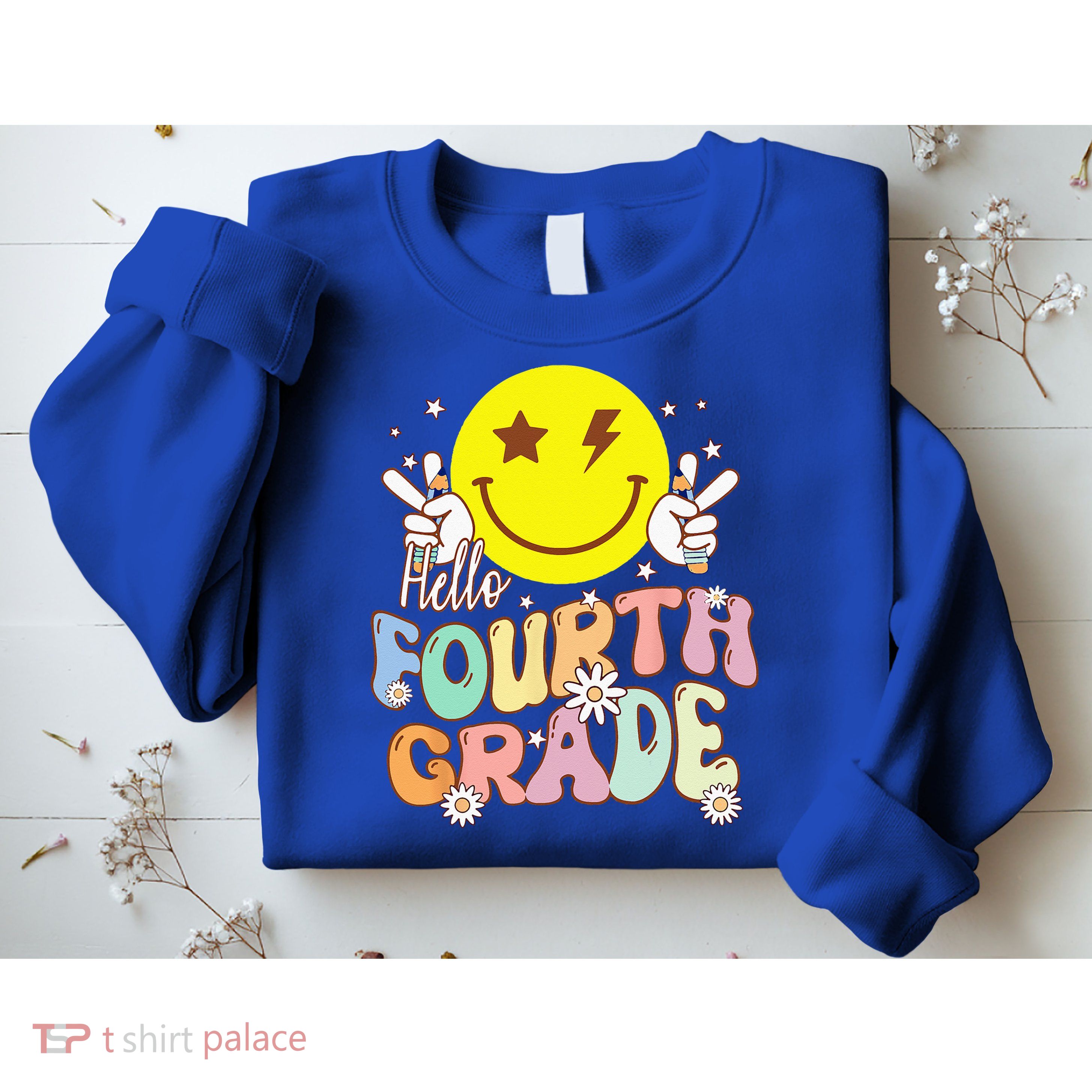Hello Fourth Grade Funny Smile Face 4th Grade Back To School Sweatshirt