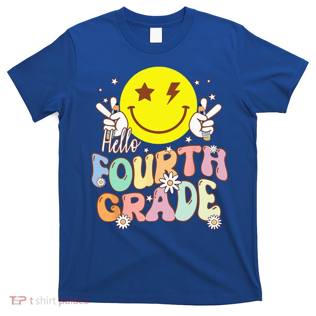 Hello Fourth Grade Funny Smile Face 4th Grade Back To School T-Shirt