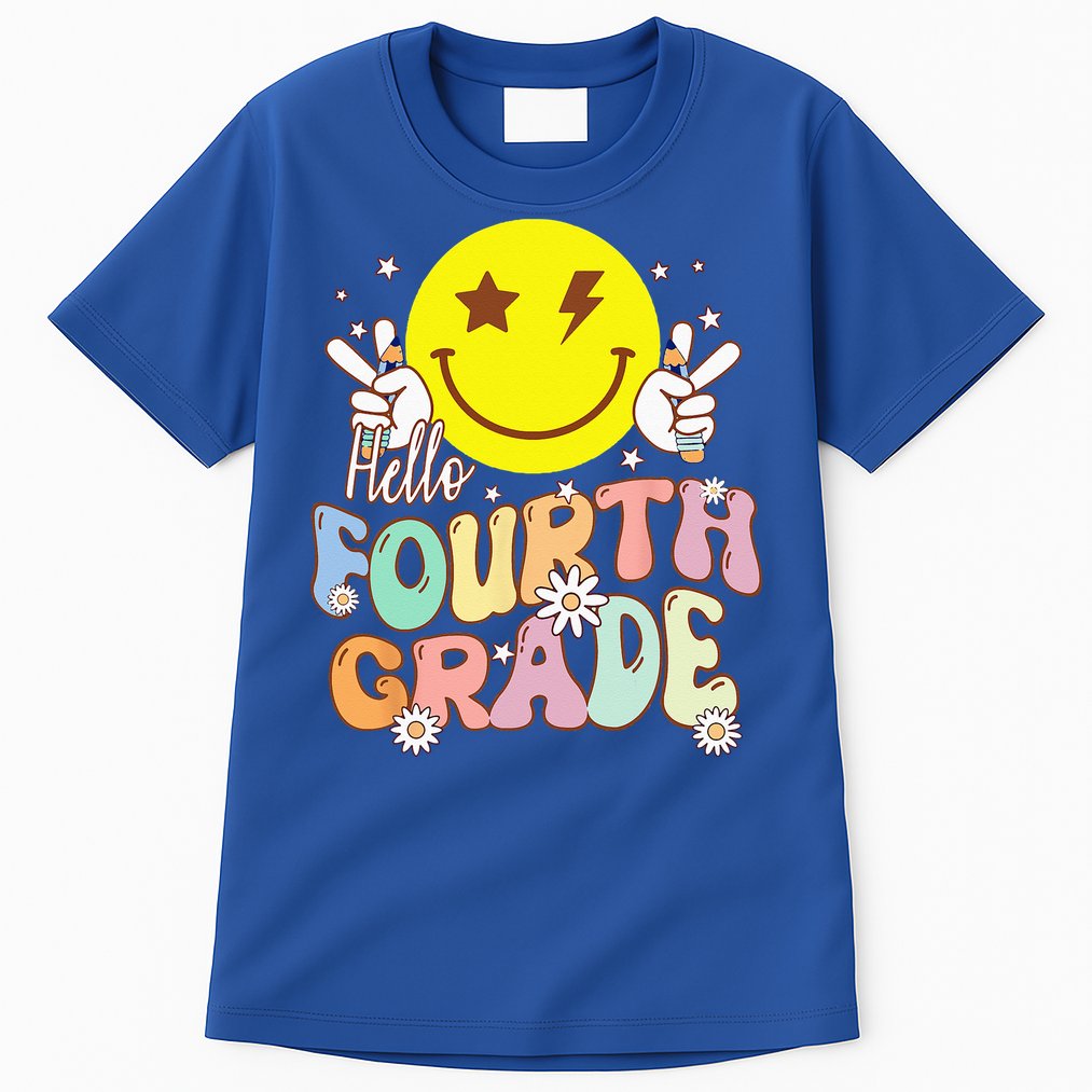 Hello Fourth Grade Funny Smile Face 4th Grade Back To School Tall T-Shirt