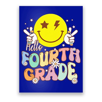 Hello Fourth Grade Funny Smile Face 4th Grade Back To School Poster