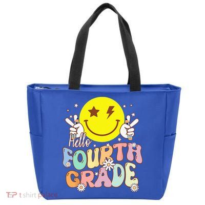 Hello Fourth Grade Funny Smile Face 4th Grade Back To School Zip Tote Bag