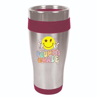 Hello Fourth Grade Funny Smile Face 4th Grade Back To School 16oz Travel Tumbler