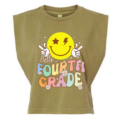 Hello Fourth Grade Funny Smile Face 4th Grade Back To School Garment-Dyed Women's Muscle Tee