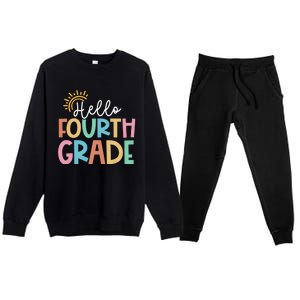 Hello Fourth Grade Team 4th Grade Back To School Teacher Premium Crewneck Sweatsuit Set