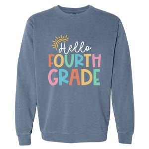 Hello Fourth Grade Team 4th Grade Back To School Teacher Garment-Dyed Sweatshirt