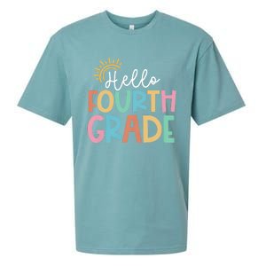 Hello Fourth Grade Team 4th Grade Back To School Teacher Sueded Cloud Jersey T-Shirt