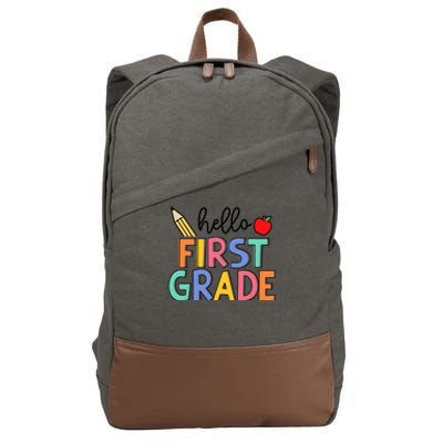 Hello First Grade Team 1st Grade Back To School Teacher Cotton Canvas Backpack