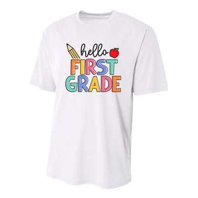 Hello First Grade Team 1st Grade Back To School Teacher Youth Performance Sprint T-Shirt