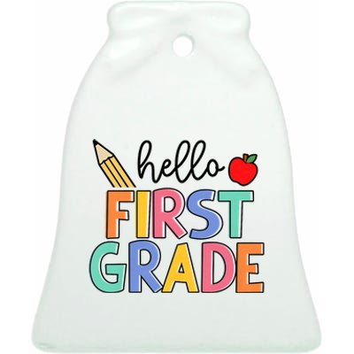 Hello First Grade Team 1st Grade Back To School Teacher Ceramic Bell Ornament