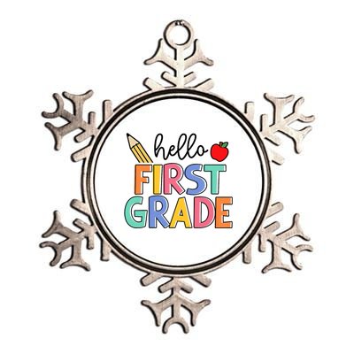 Hello First Grade Team 1st Grade Back To School Teacher Metallic Star Ornament