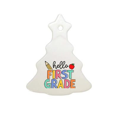 Hello First Grade Team 1st Grade Back To School Teacher Ceramic Tree Ornament