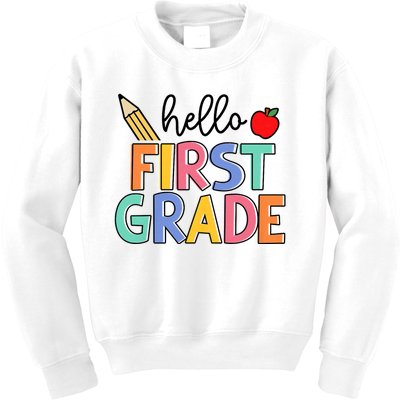 Hello First Grade Team 1st Grade Back To School Teacher Kids Sweatshirt