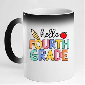 Hello Fourth Grade Team 4th Grade Back To School Teacher 11oz Black Color Changing Mug