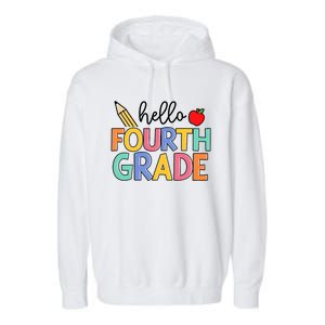 Hello Fourth Grade Team 4th Grade Back To School Teacher Garment-Dyed Fleece Hoodie