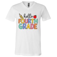 Hello Fourth Grade Team 4th Grade Back To School Teacher V-Neck T-Shirt