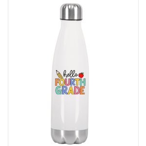 Hello Fourth Grade Team 4th Grade Back To School Teacher Stainless Steel Insulated Water Bottle