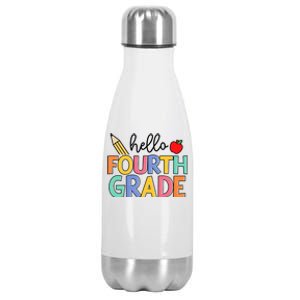 Hello Fourth Grade Team 4th Grade Back To School Teacher Stainless Steel Insulated Water Bottle