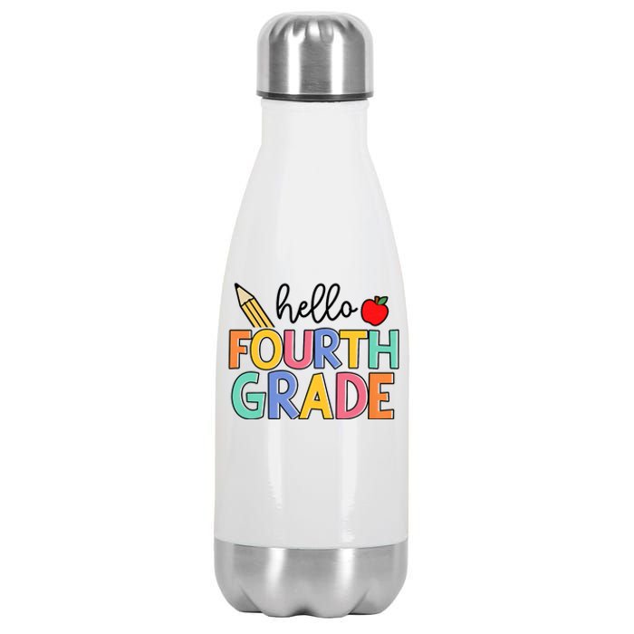 Hello Fourth Grade Team 4th Grade Back To School Teacher Stainless Steel Insulated Water Bottle