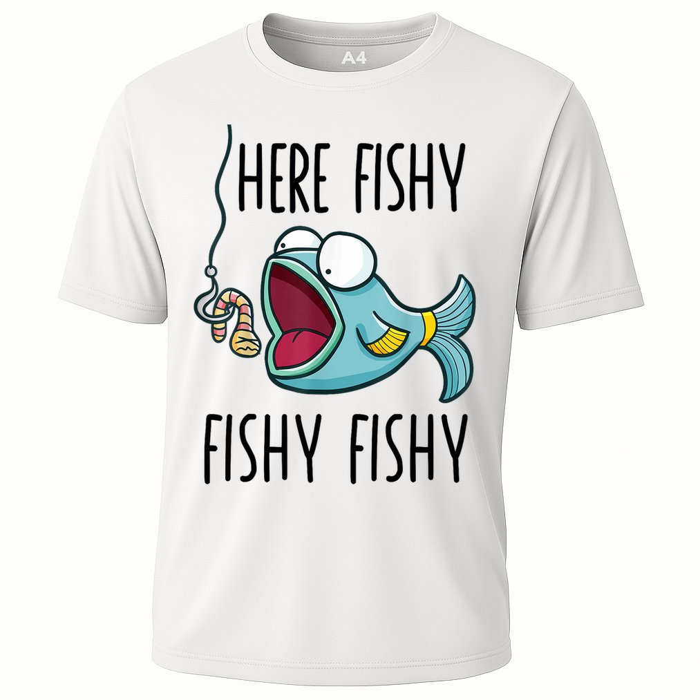 Here Fishy Girl Cute Fish Funny Fishing Gift Cooling Performance Crew T-Shirt