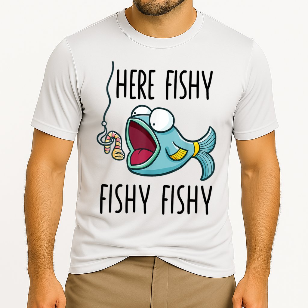 Here Fishy Girl Cute Fish Funny Fishing Gift Cooling Performance Crew T-Shirt