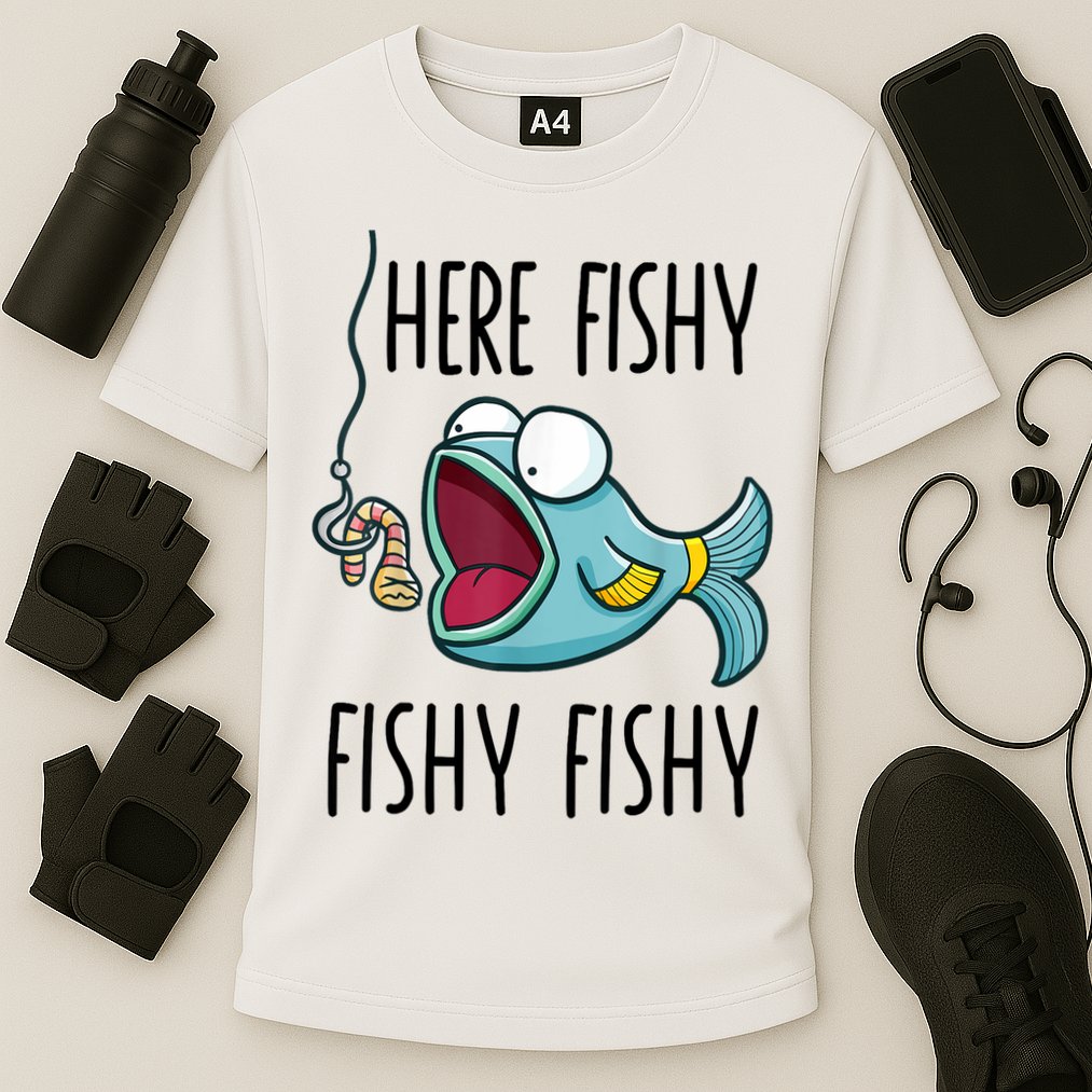 Here Fishy Girl Cute Fish Funny Fishing Gift Cooling Performance Crew T-Shirt