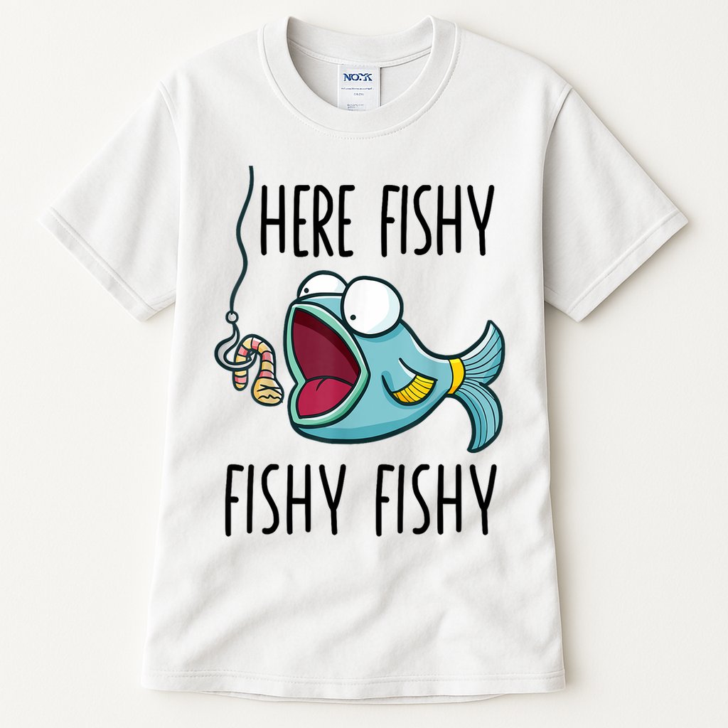 Here Fishy Girl Cute Fish Funny Fishing Gift Tall T-Shirt