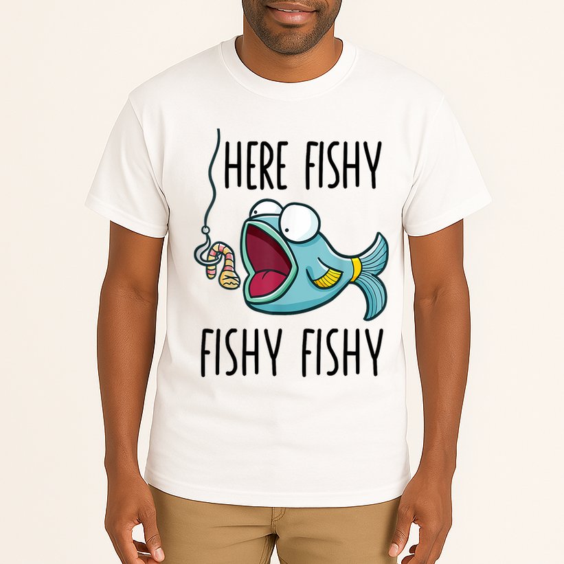 Here Fishy Girl Cute Fish Funny Fishing Gift Tall T-Shirt