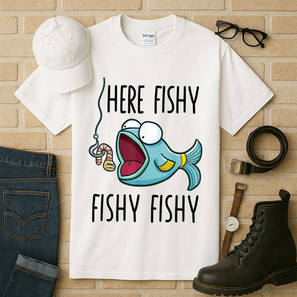 Here Fishy Girl Cute Fish Funny Fishing Gift Tall T-Shirt