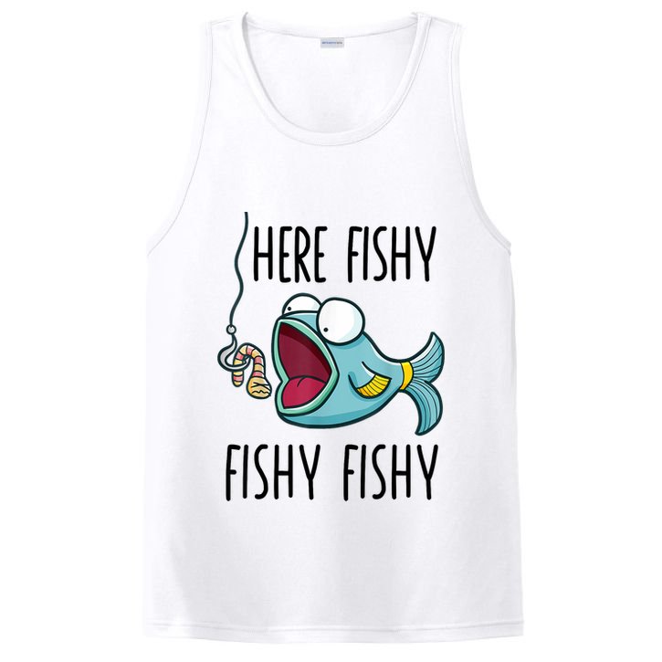 Here Fishy Girl Cute Fish Funny Fishing Gift PosiCharge Competitor Tank