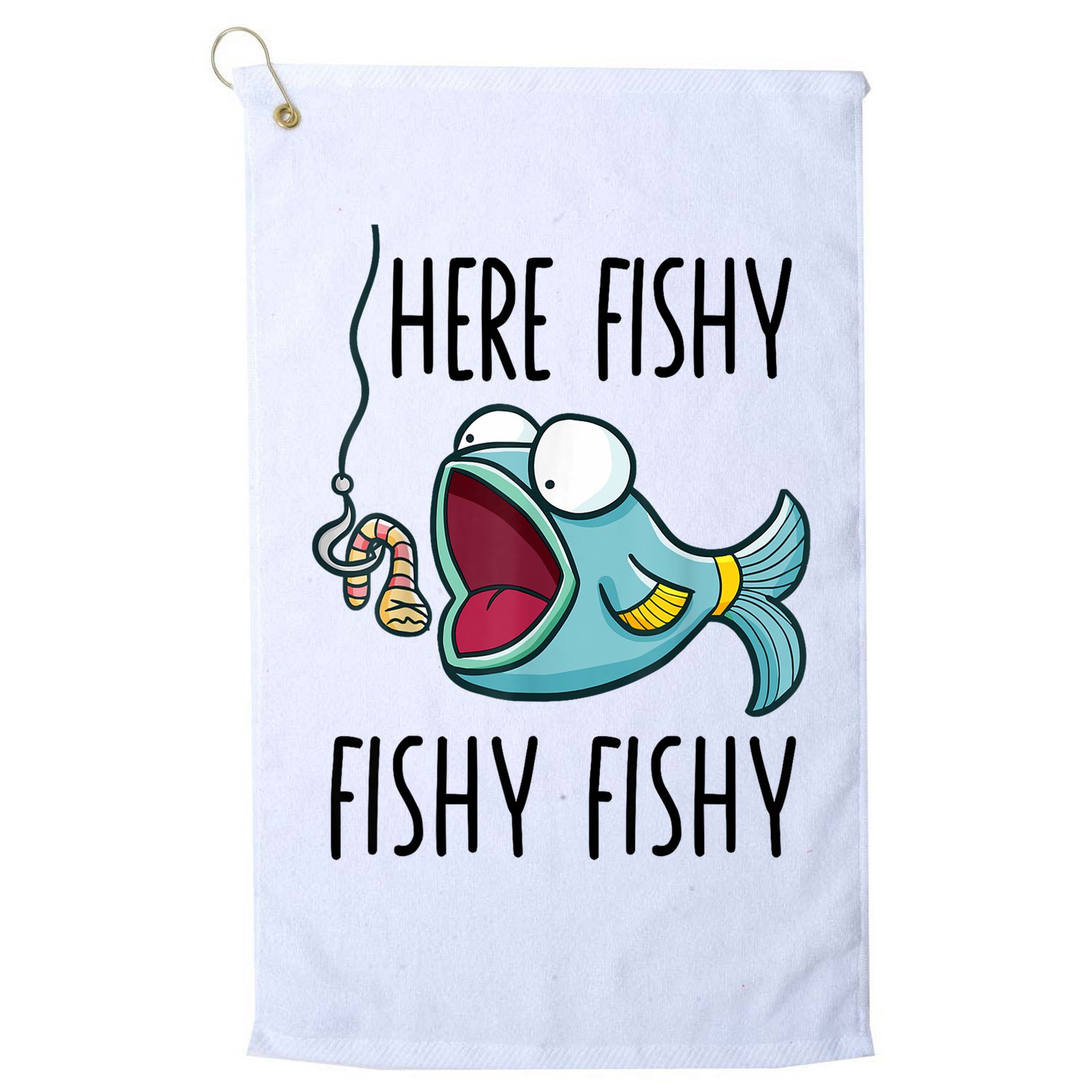 Here Fishy Girl Cute Fish Funny Fishing Gift Golf Towel