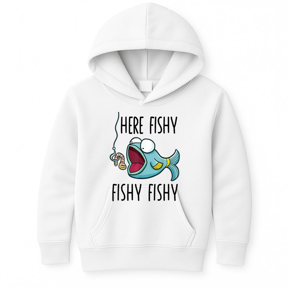 Here Fishy Girl Cute Fish Funny Fishing Gift Kids Hoodie