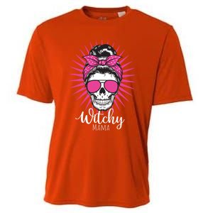 Halloween Funny Gift Witchy Mama Halloween Skull Witch Mom Funny Gift Cooling Performance Crew T-Shirt