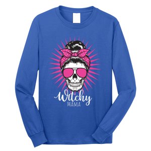 Halloween Funny Gift Witchy Mama Halloween Skull Witch Mom Funny Gift Long Sleeve Shirt