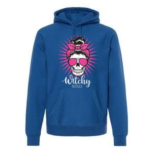 Halloween Funny Gift Witchy Mama Halloween Skull Witch Mom Funny Gift Premium Hoodie